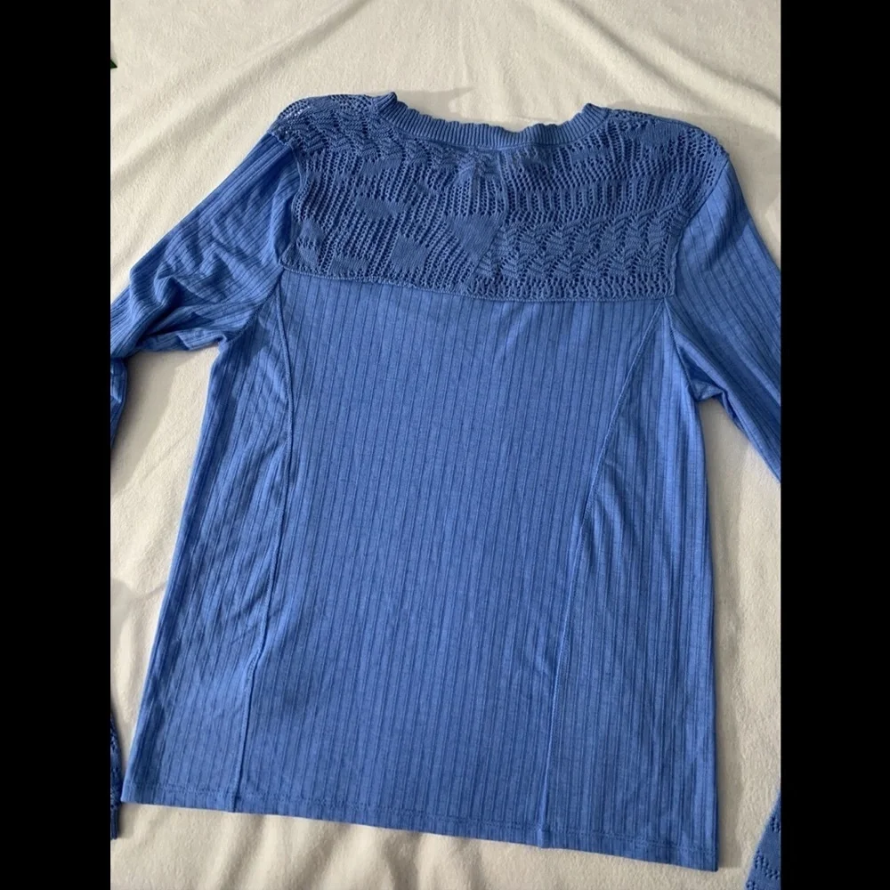 NWT $78 Free People Colette Long Sweater in Celendula Blue [SZ‎ Medium ]